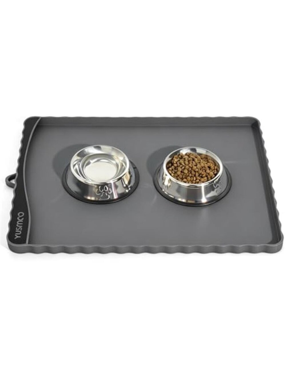 Dog Food Mat 20" x 15" Waterproof Silicone Pet Feeding Mat with Raised Edge